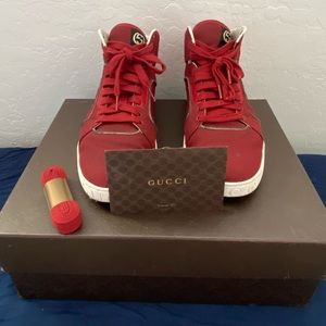 Red Gucci high top shoes. Men